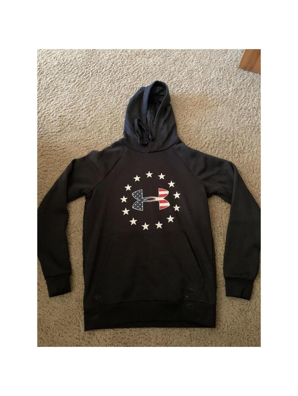 NWT Men's Under Armour black loose coldgear sweatshirt S SMALL freedom
